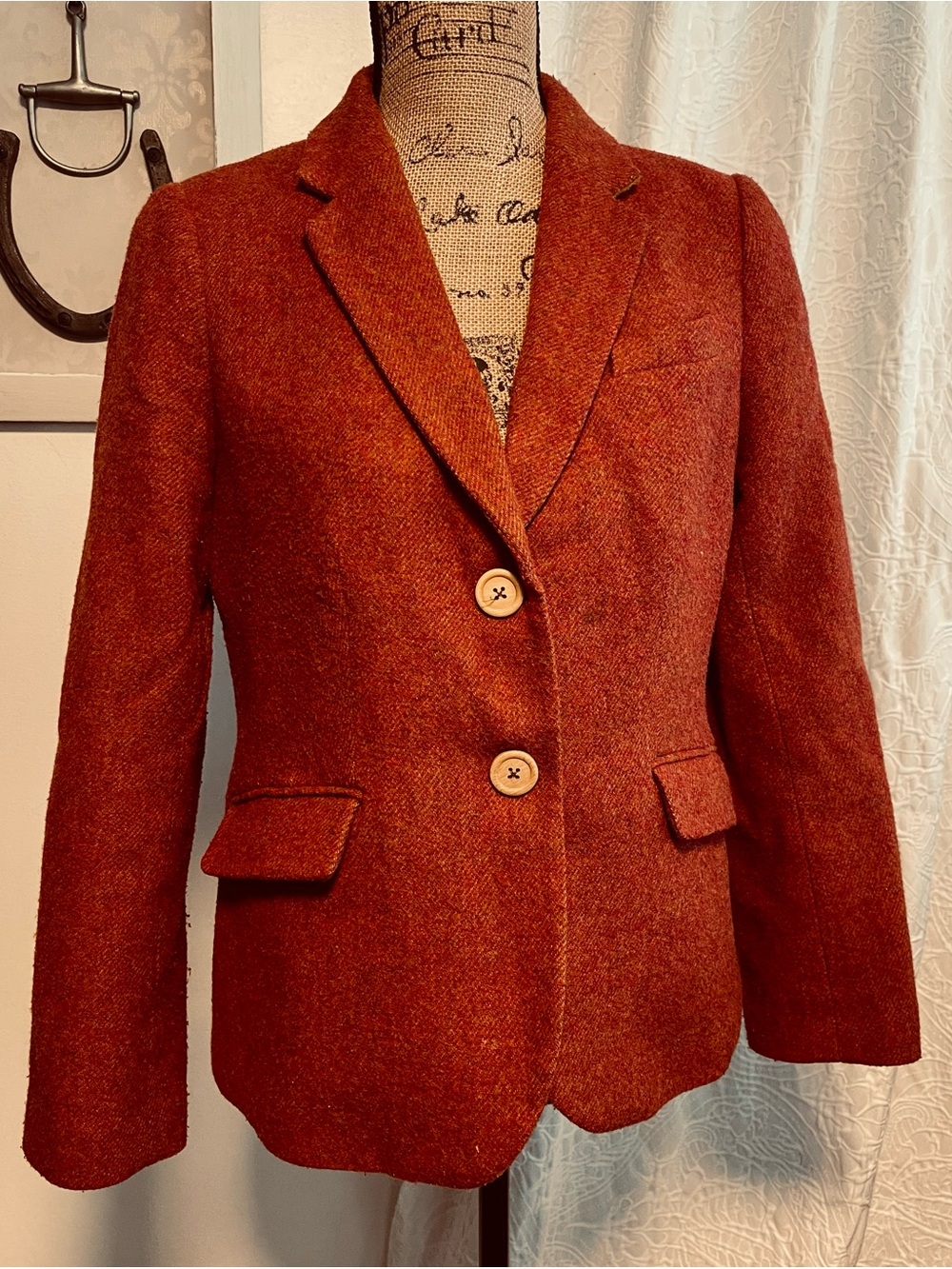 Talbots Shetland Wool Blend Blazer Duck Print Lining Preppy Academia Size 10P